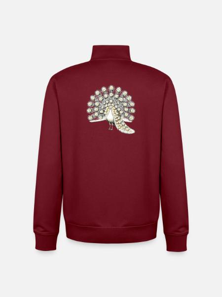 White Peacock with Rose Tail - Unisex Organic Zip Sweatshirt by Stanley/Stella - burgundy