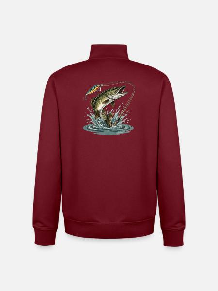 FISHING. WAIT. CATCH. - Unisex Organic Zip Sweatshirt by Stanley/Stella - burgundy