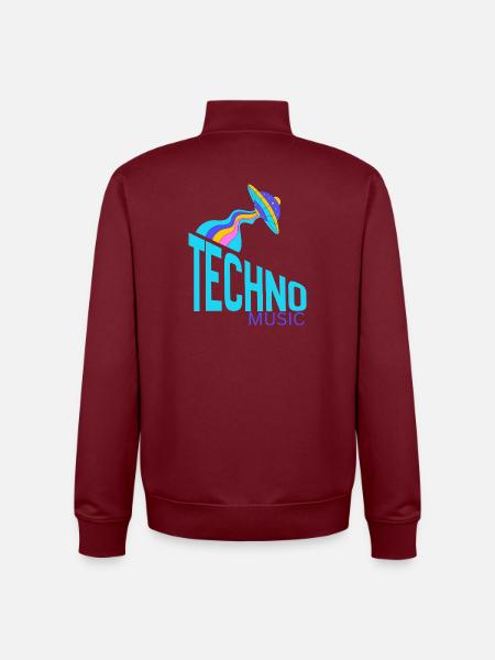 UFO Neon Techno Beam - Sweat zippé unisexe en coton bio Stanley/Stella - bordeaux
