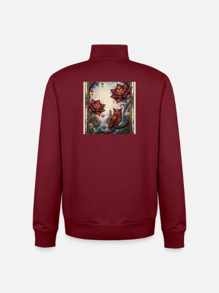 Blumen- und Dampfeule - Unisex Organic Zip Sweatshirt von Stanley/Stella - Burgunderrot
