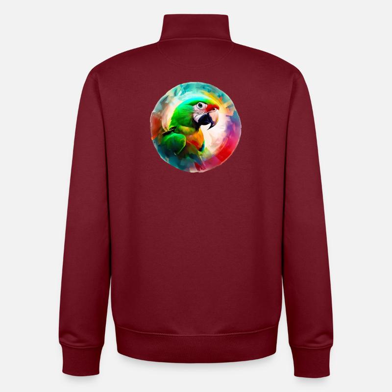 Farbiger Ara Papagei - Unisex Organic Zip Sweatshirt von Stanley/Stella - Burgunderrot