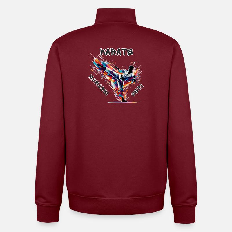 Karaté Mawashi Geri - Sweat zippé unisexe en coton bio Stanley/Stella - bordeaux