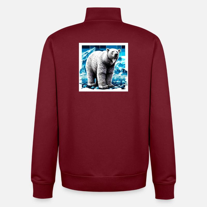 ours blanc - Sweat zippé unisexe en coton bio Stanley/Stella - bordeaux