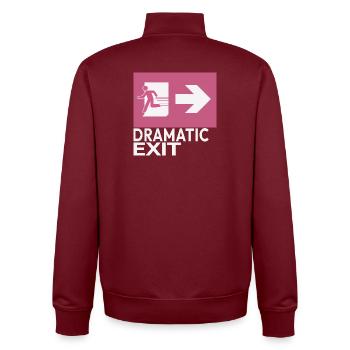 Dramatic Exit Funny Statement Minimal Grafik - Unisex Organic Zip Sweatshirt von Stanley/Stella - Burgunderrot - Hinten - AI Model Male 185 dark (185cm)