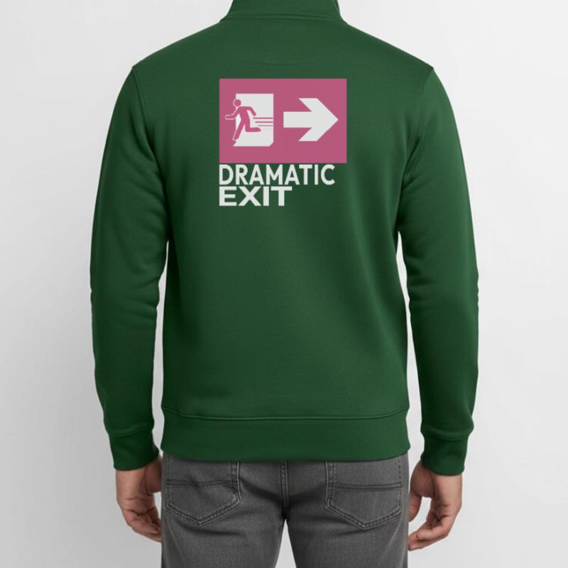 Dramatic Exit Funny Statement Minimal Graphic Unisex Organic Zip Sweatshirt by Stanley/Stella