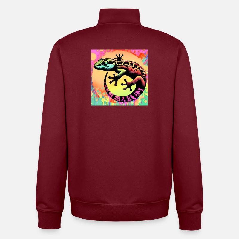 Gecko - Sweat zippé unisexe en coton bio Stanley/Stella - bordeaux