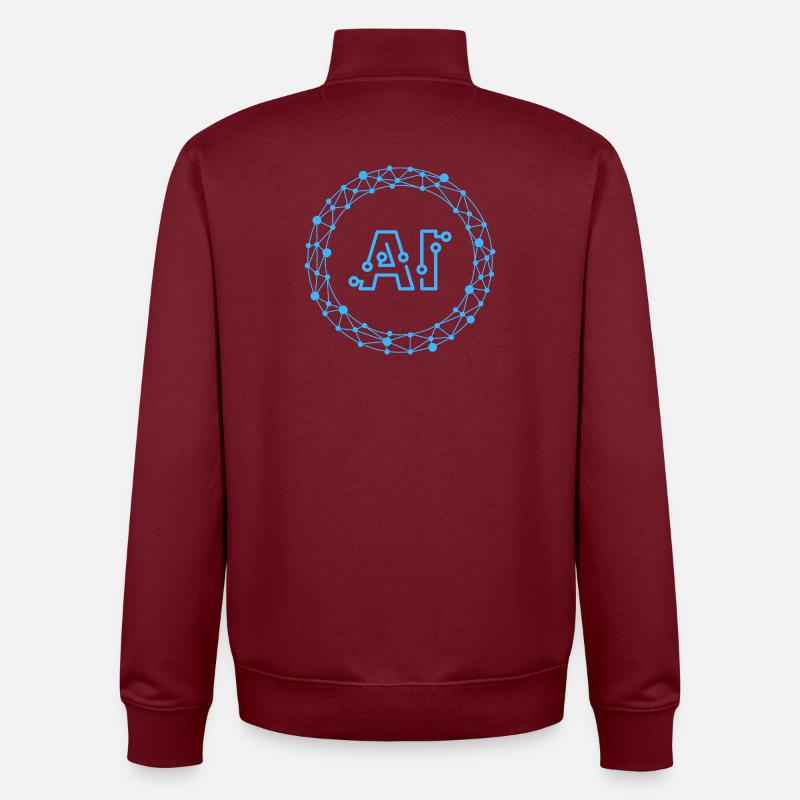 Futuristic AI Data Network Symbol - Sweat zippé unisexe en coton bio Stanley/Stella - bordeaux