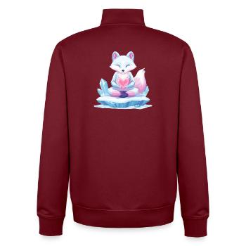 Pastell-Eisfuchs mit Herz - Unisex Organic Zip Sweatshirt by Stanley/Stella - burgundy - Back - AI Model Male 185 dark (185cm)