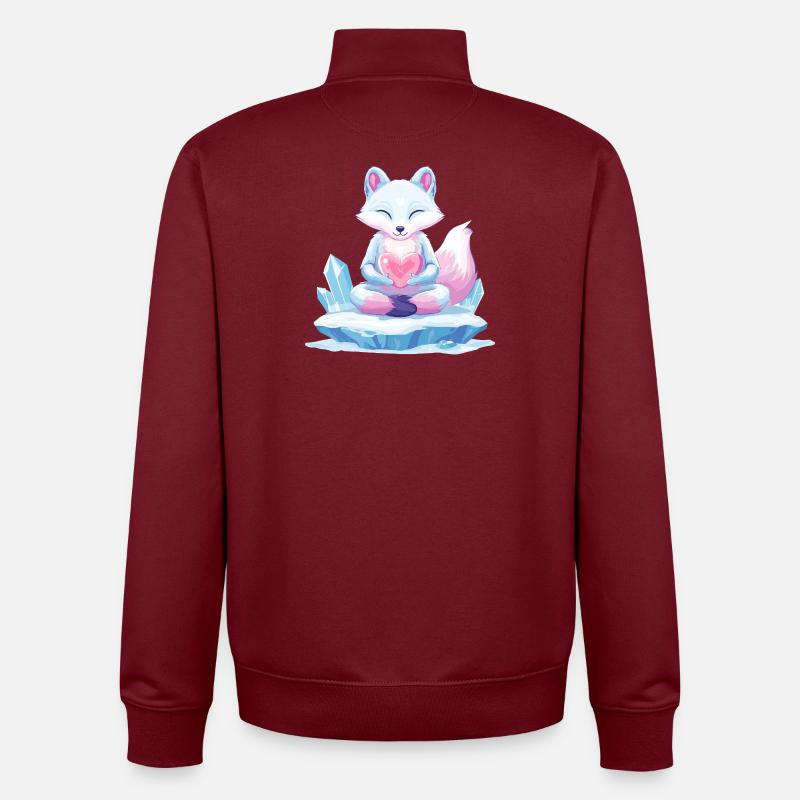 Renard de glace pastel avec cœur - Sweat zippé unisexe en coton bio Stanley/Stella - bordeaux