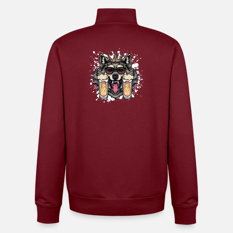 Wolf Bier Lustig - Unisex Organic Zip Sweatshirt von Stanley/Stella - Burgunderrot