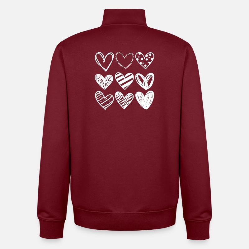 Doodle Herzen Sketchset - Unisex Organic Zip Sweatshirt von Stanley/Stella - Burgunderrot