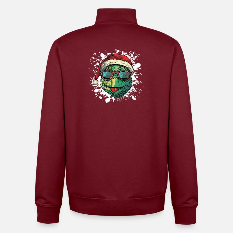 Tortue Noël Drôle - Sweat zippé unisexe en coton bio Stanley/Stella - bordeaux