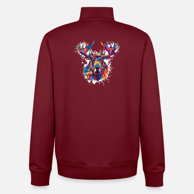 Deer Deer Paint Blobs - Unisex Organic Zip Sweatshirt by Stanley/Stella - burgundy