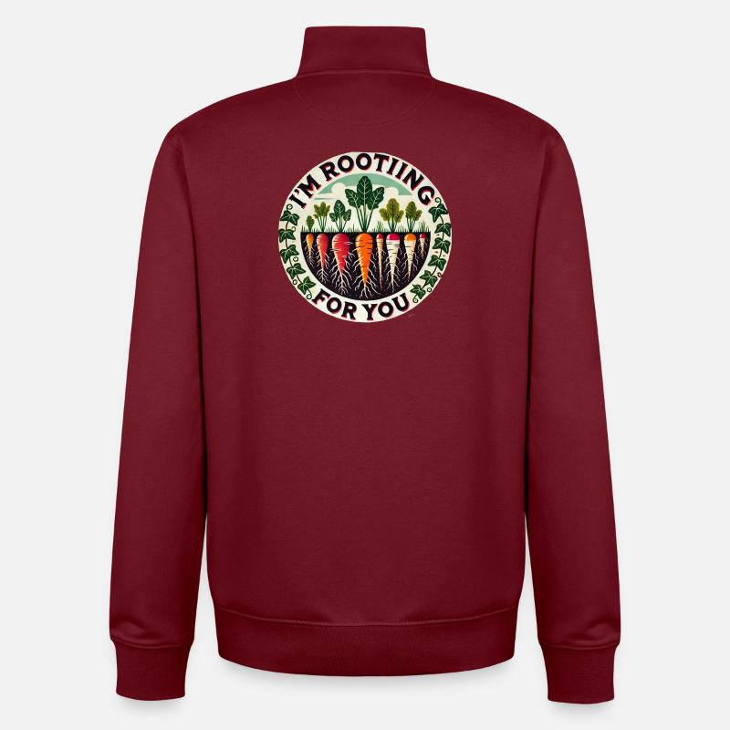 Rootin' Carrot Patch Round - Unisex Organic Zip Sweatshirt by Stanley/Stella - burgundy