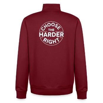 Wähle den schwierigeren richtigen stoischen Weg - Unisex Organic Zip Sweatshirt von Stanley/Stella - Burgunderrot - Hinten - AI Model Male 185 dark (185cm)