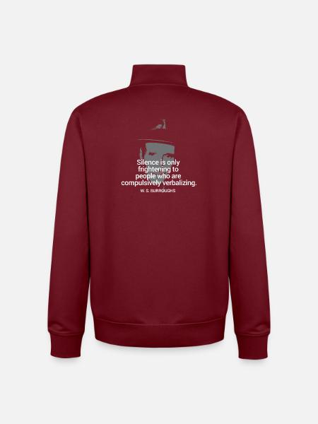 WS Burroughs quote on Silence - Unisex Organic Zip Sweatshirt by Stanley/Stella - burgundy