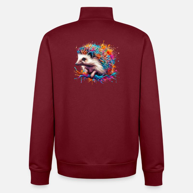 Hedgehog - Unisex Organic Zip Sweatshirt by Stanley/Stella - burgundy
