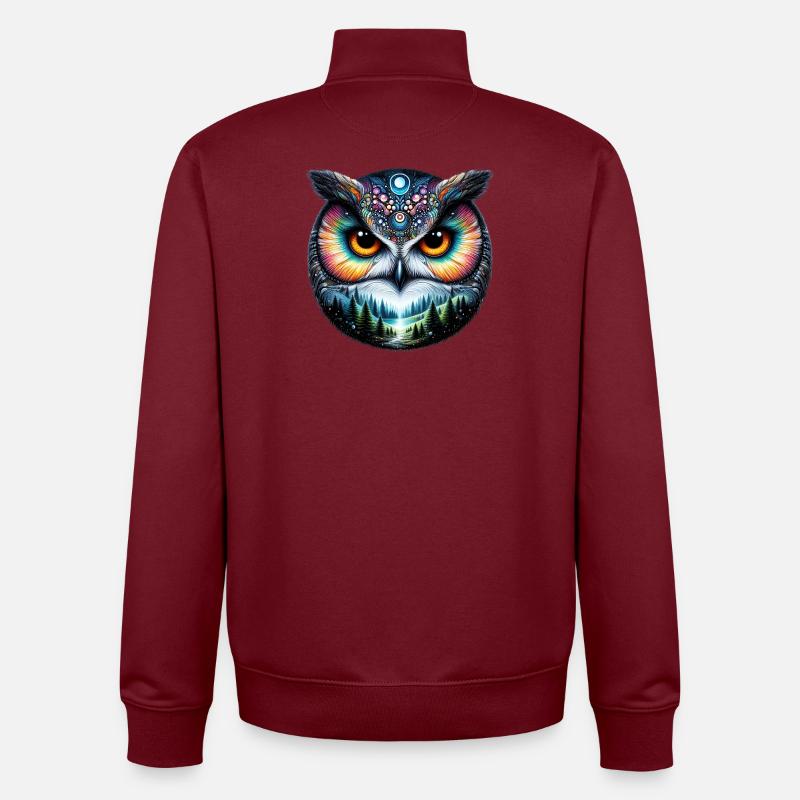 Eule - Unisex Organic Zip Sweatshirt von Stanley/Stella - Burgunderrot