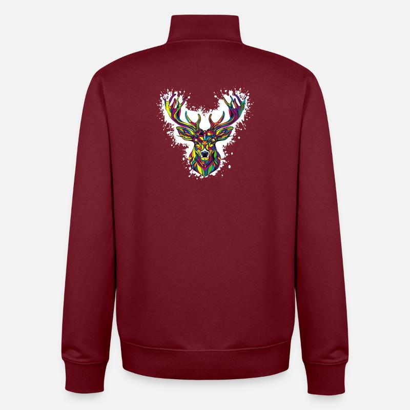 Hirschkopf   - Unisex Organic Zip Sweatshirt von Stanley/Stella - Burgunderrot
