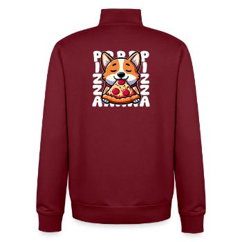 Corgi Pizza Genuss - Unisex Organic Zip Sweatshirt von Stanley/Stella - Burgunderrot - Hinten - AI Model Male 185 dark (185cm)