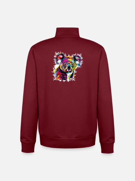 Kreativer Koala Farbexplosion - Unisex Organic Zip Sweatshirt von Stanley/Stella - Burgunderrot