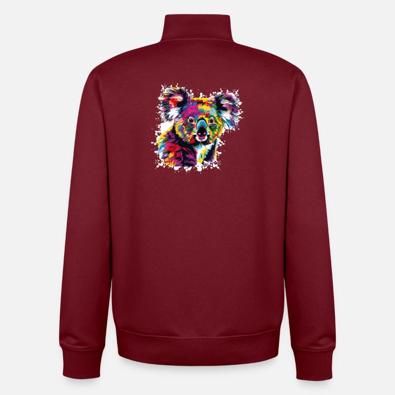 Kreativer Koala Farbexplosion - Unisex Organic Zip Sweatshirt von Stanley/Stella - Burgunderrot