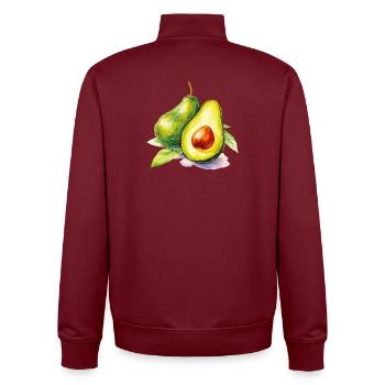 Avocado Watercolor Freshness - Unisex Organic Zip Sweatshirt by Stanley/Stella - burgundy - Back - AI Model Male 185 dark (185cm)