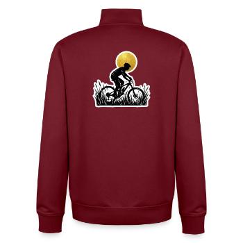 Radfahrer Bergauf Holzschnitt Stil - Unisex Organic Zip Sweatshirt von Stanley/Stella - Burgunderrot - Hinten - AI Model Male 185 dark (185cm)