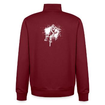 Geschenkidee für pickleballers Fans mit Pickleball - Unisex Organic Zip Sweatshirt von Stanley/Stella - Burgunderrot - Hinten - AI Model Male 185 dark (185cm)