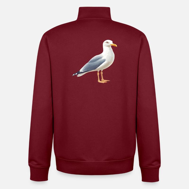 Coastal Clouds Seagull - Unisex Organic Zip Sweatshirt by Stanley/Stella - burgundy