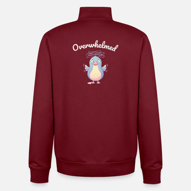Style dessin animé d’oiseau dépassé - Sweat zippé unisexe en coton bio Stanley/Stella - bordeaux