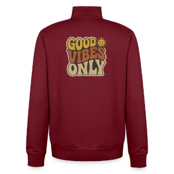  Retro 70s Smiling Sun | Vintage Aesthetic Typogra - Unisex Organic Zip Sweatshirt by Stanley/Stella - burgundy - Back - AI Model Male 185 dark (185cm)
