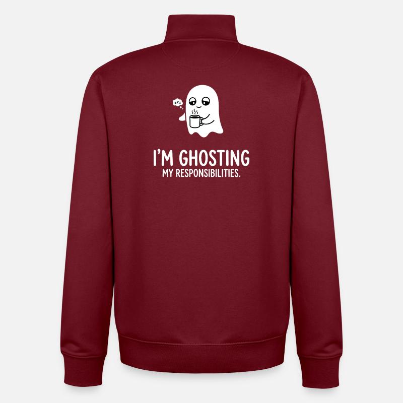 Ghosting My Responsibilities - Unisex Organic Zip Sweatshirt by Stanley/Stella - burgundy