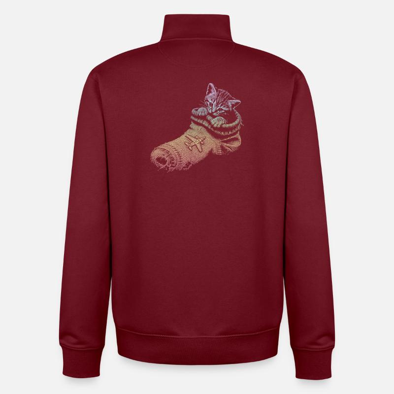 kitten - Unisex Organic Zip Sweatshirt by Stanley/Stella - burgundy