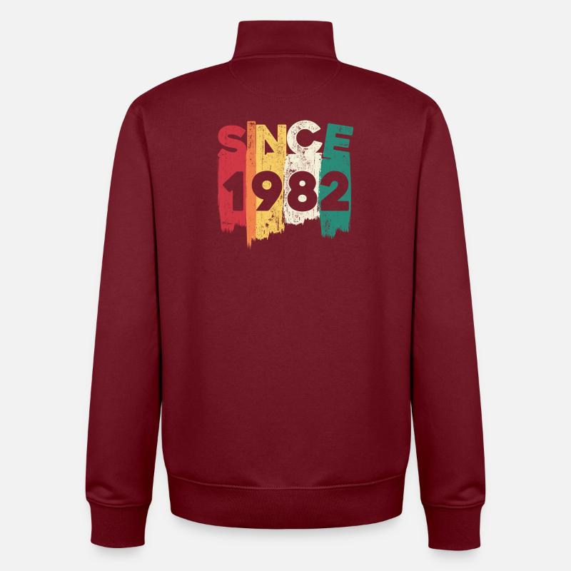 Since 1982 Rainbow Brush - Unisex Organic Zip Sweatshirt by Stanley/Stella - burgundy