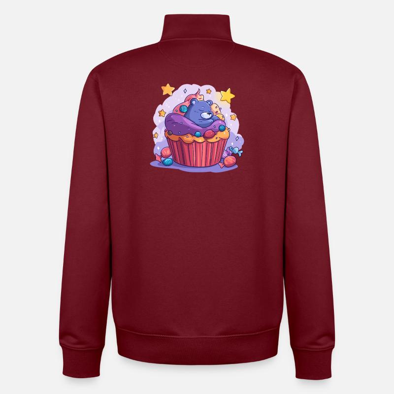 Rêve de cupcakes Sweet Bear - Sweat zippé unisexe en coton bio Stanley/Stella - bordeaux