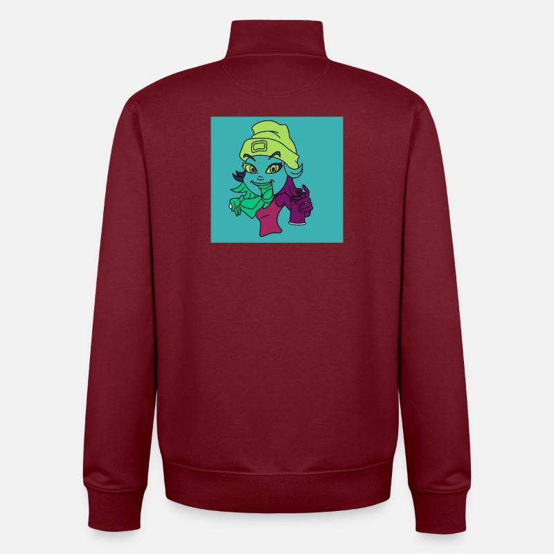Neon-Graffiti-Maskottchen - Unisex Organic Zip Sweatshirt von Stanley/Stella - Burgunderrot