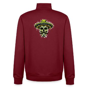 Crâne mexicain - Sweat zippé unisexe en coton bio Stanley/Stella - bordeaux - Dos - AI Model Male 185 dark (185cm)