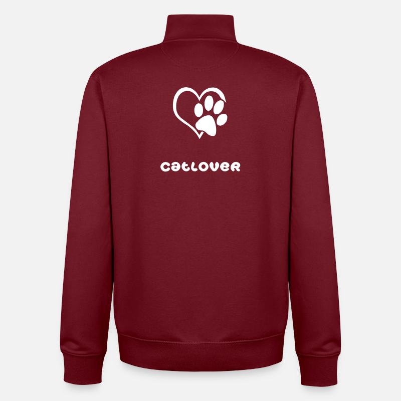 Blanc-catlover - Sweat zippé unisexe en coton bio Stanley/Stella - bordeaux