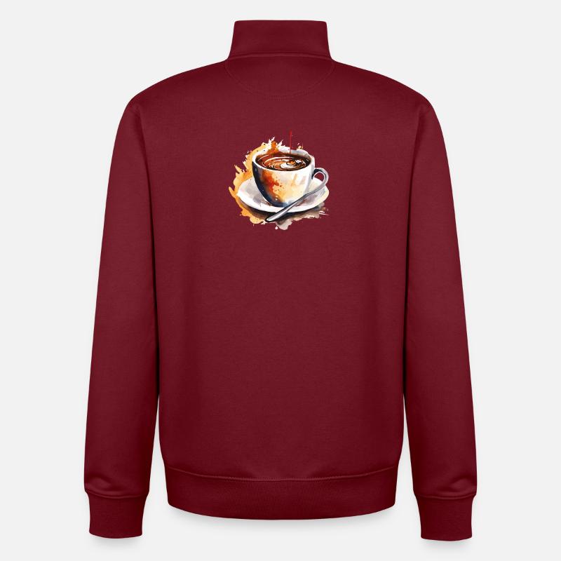 Aquarell Kaffee – Farbexplosion - Unisex Organic Zip Sweatshirt von Stanley/Stella - Burgunderrot