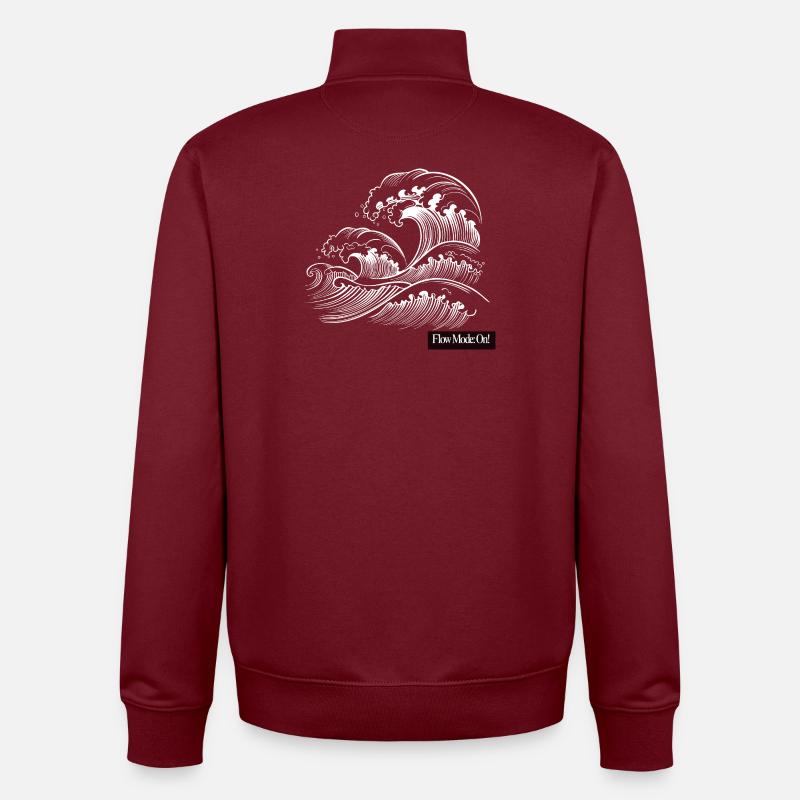 Waves Ukiyoe Line Soaring - Unisex Organic Zip Sweatshirt by Stanley/Stella - burgundy