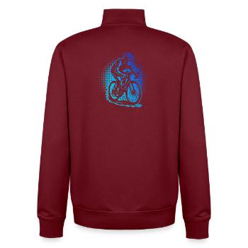 Attention road bike fans, simple statement - Unisex Organic Zip Sweatshirt by Stanley/Stella - burgundy - Back - AI Model Male 185 dark (185cm)