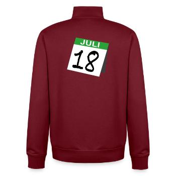 18. Geburtstag Kalender Juli Achtzehn - Unisex Organic Zip Sweatshirt von Stanley/Stella - Burgunderrot - Hinten - AI Model Male 185 dark (185cm)