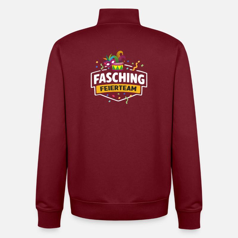 Fasching Feierteam Masken & Trommel - Unisex Organic Zip Sweatshirt von Stanley/Stella - Burgunderrot