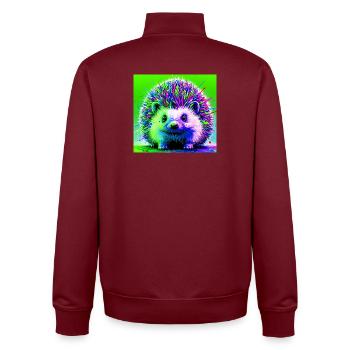 Igel - Unisex Organic Zip Sweatshirt von Stanley/Stella - Burgunderrot - Hinten - AI Model Male 185 dark (185cm)