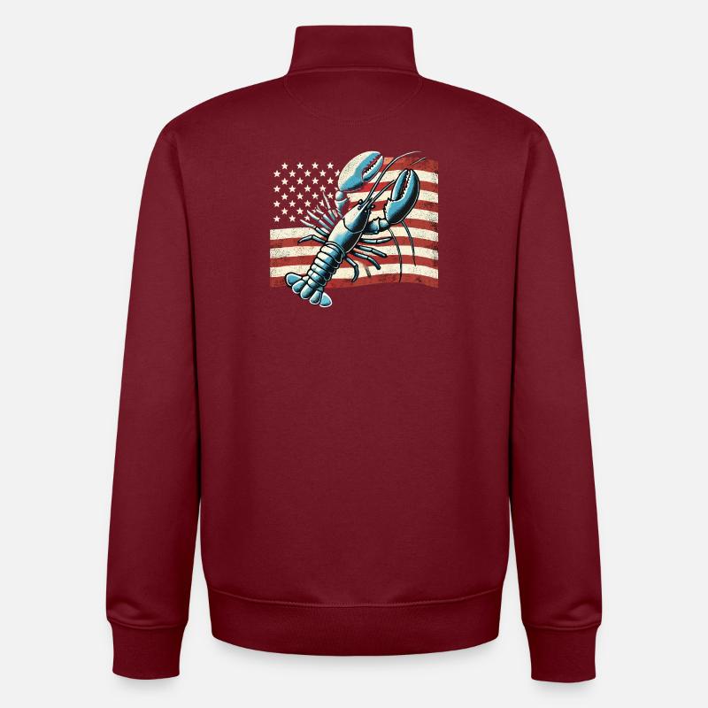 Homard devant le drapeau américain - Sweat zippé unisexe en coton bio Stanley/Stella - bordeaux