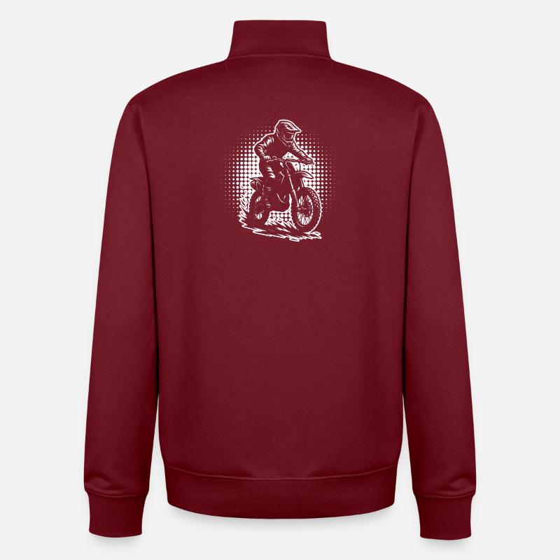 Motif classique du motocross - Sweat zippé unisexe en coton bio Stanley/Stella - bordeaux