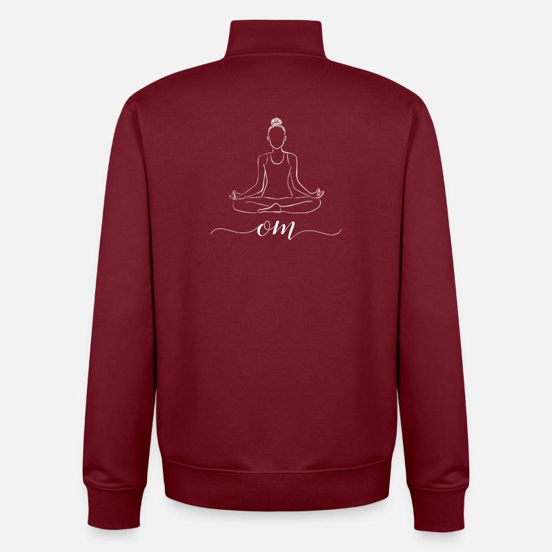 Om Meditation Silhouette - Unisex Organic Zip Sweatshirt by Stanley/Stella - burgundy