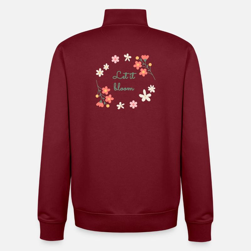 Ça sent le printemps, délicate illustration de marguerites - Sweat zippé unisexe en coton bio Stanley/Stella - bordeaux