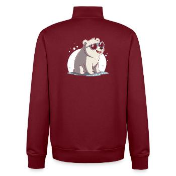 Schicker Eisbär mit Brille - Unisex Organic Zip Sweatshirt von Stanley/Stella - Burgunderrot - Hinten - AI Model Male 185 dark (185cm)